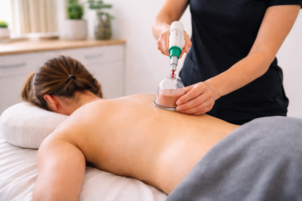cupping therapy treatment for muscle pain relief in langley clinic