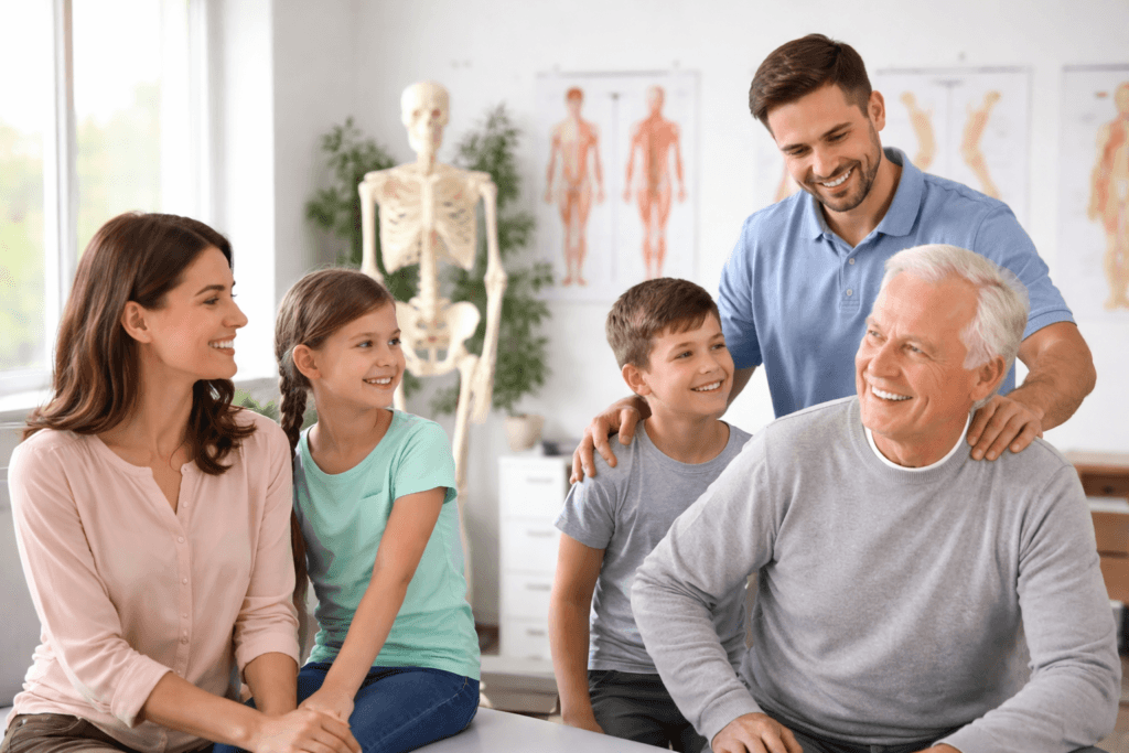 Family chiropractor consultation in Langley helping parents children and seniors with chiropractic care