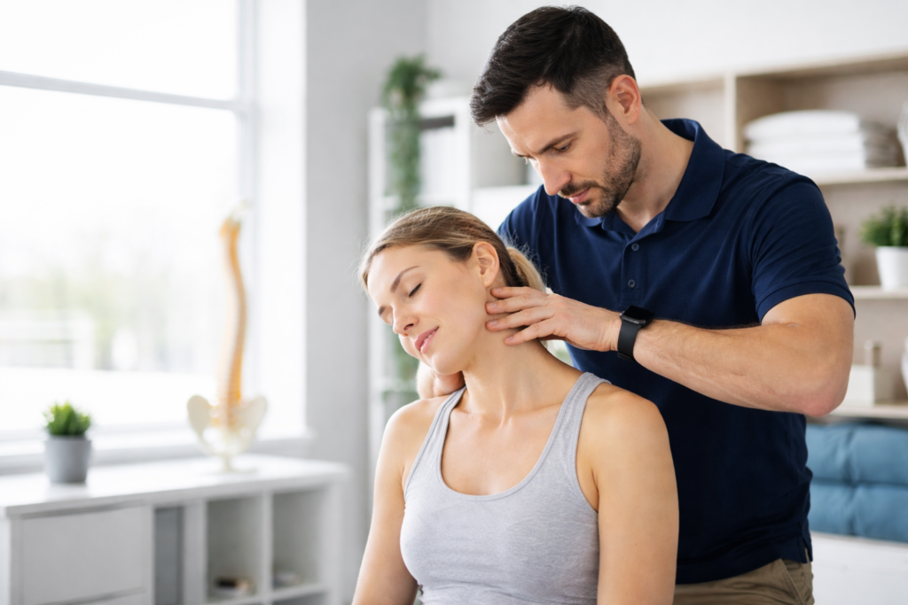 chiropractor treating neck injury after car accident icbc patient in langley clinic