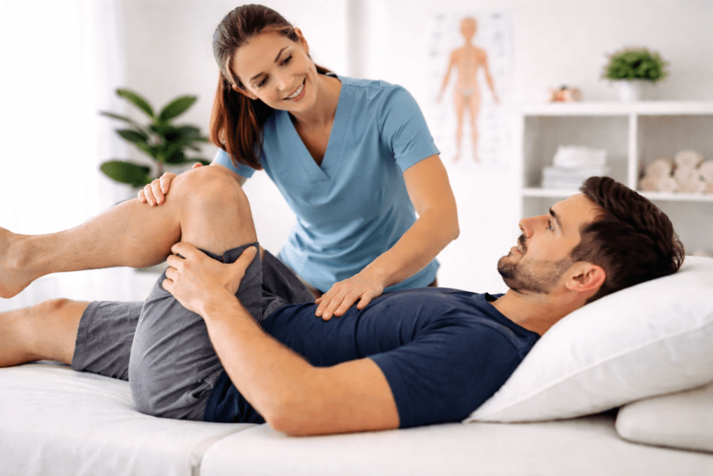 Male patient doing pelvic floor physiotherapy exercise in Langley
