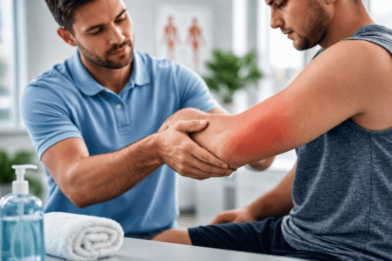 Cubital tunnel syndrome treatment in Langley with physiotherapist treating ulnar nerve at elbow