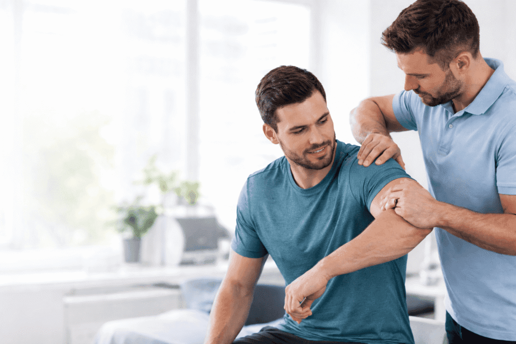 physiotherapy treatment for golfers elbow in Langley focusing on inner elbow pain and medial epicondylitis rehab