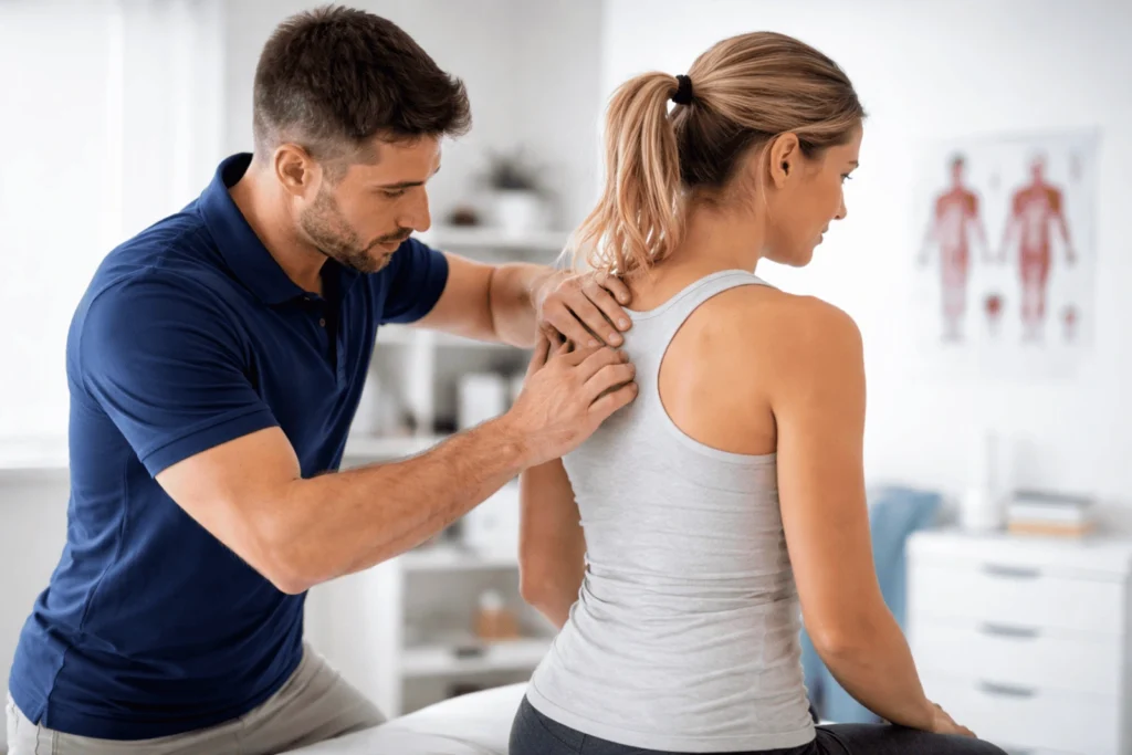 Upper back pain treatment in Langley using chiropractor and physiotherapy