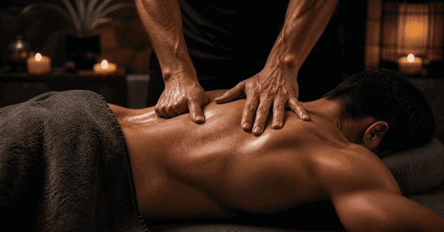 Registered massage therapist performing deep tissue massage treatment in Langley BC